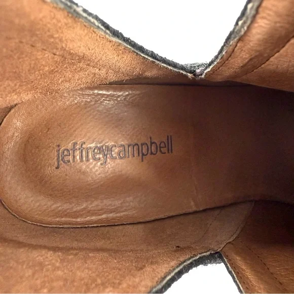 Jeffrey Campbell Cromwell Booties 9 Black Cut Out Slip On Ankle Boot Etched - Picture 8 of 13